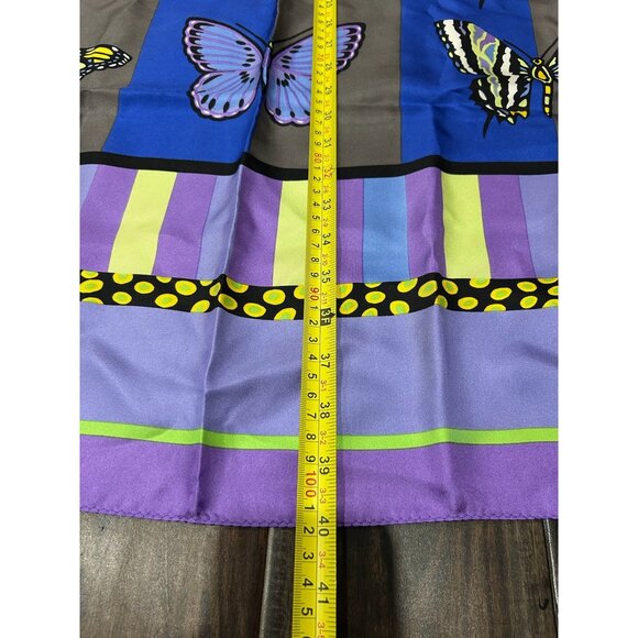 Bob Mackie Wearable Art Silk Butterfly Scarf Purple Multi One Size Square NWB - Picture 7 of 10